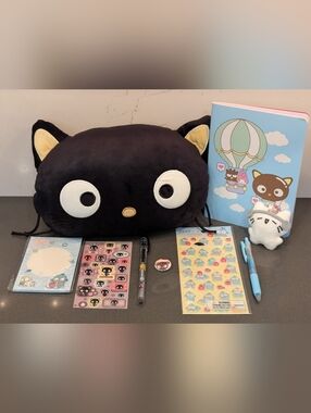 Sanrio Black Plush Chococat Cloud Pillow & Hangyodon Accessories